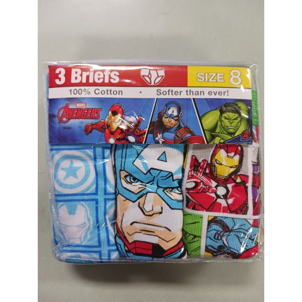 Marvel Avengers 3 Boys Briefs 100% Cotton Size 8 NWT